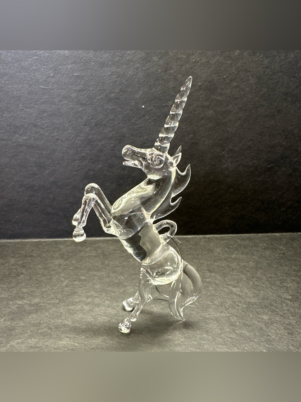 Vintage Rearing Glass Unicorn 5.25" Christmas Ornament Figurine UV Glow Peach